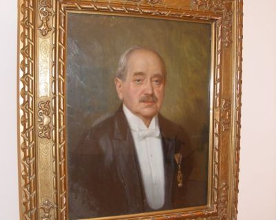 Továrník Adolf Landsberger z Frýdku (5. 5. 1840 – 25. 5. 1914) na obraze ze sbírek Muzea Beskyd Frýd